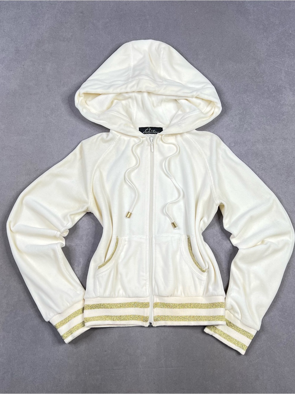 Seductions Hooded Zip Jacket in White Size Medium Y2K